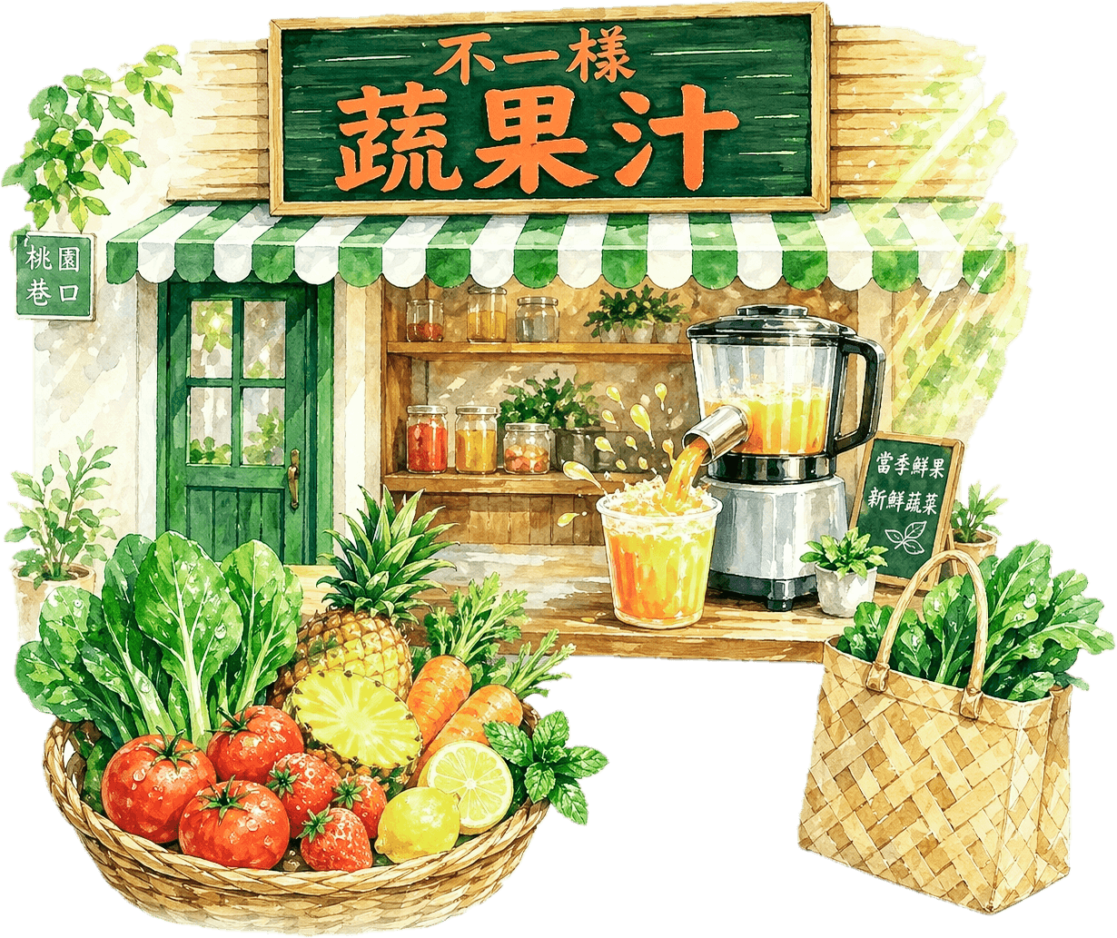 桃園小店手繪插畫
